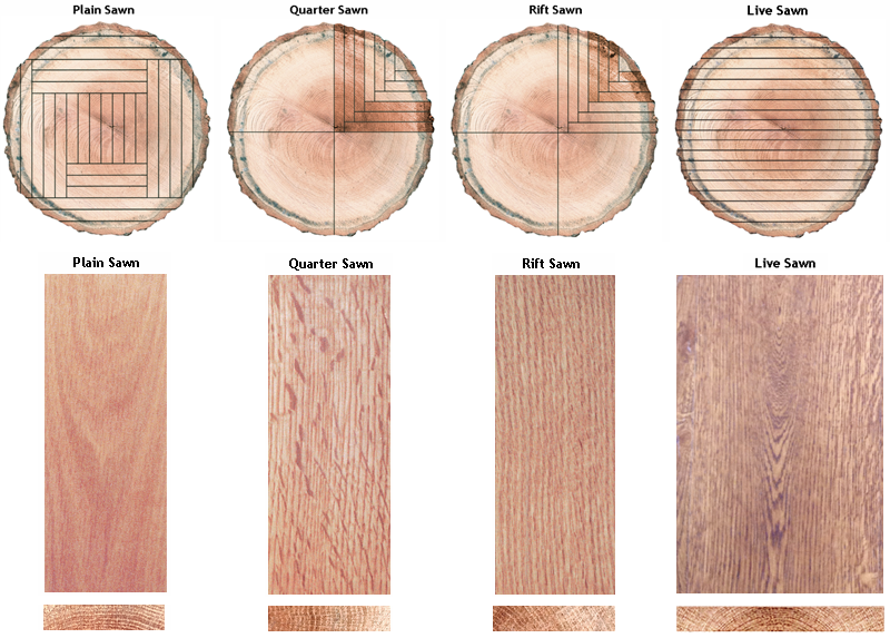 Diagram of the four types of saw cuts