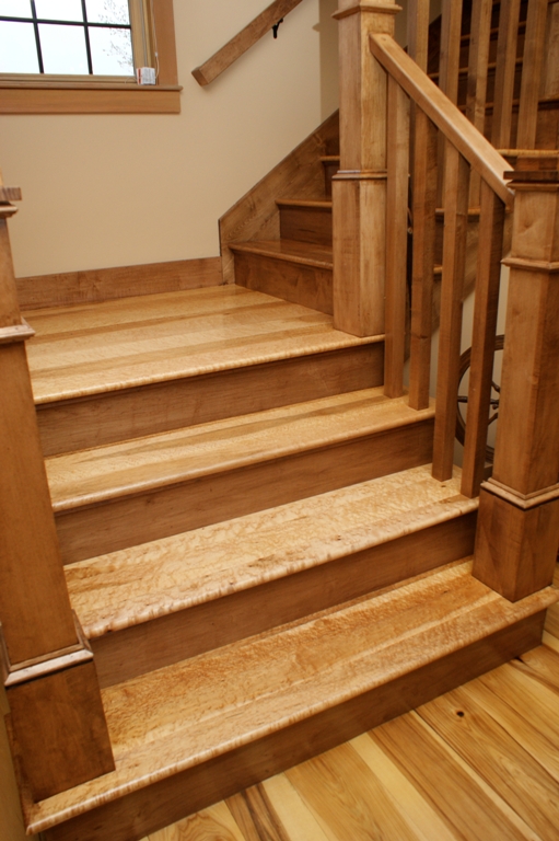 Custom Stairs Hull, Birdseye Maple Hardwood Flooring