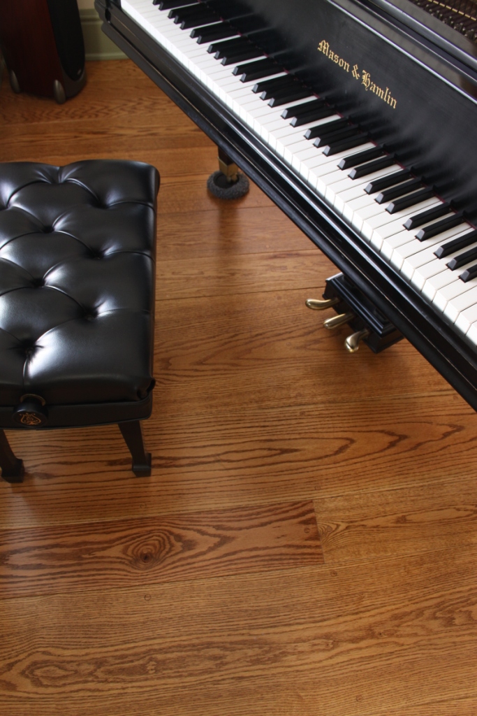 Red oak floor with Bona Early American stain and poly finish.