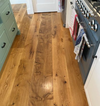 live sawn white oak wood flooring in a kitchen