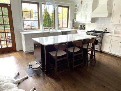 solid live sawn oak wood flooring with dark minwax stain Washington DC kitchen