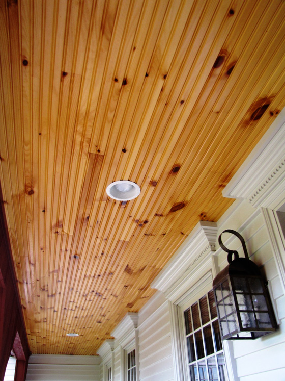 Stained Pine Beadboard Ceiling Shelly Lighting