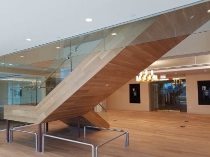 white oak stair treads and staircase cladding